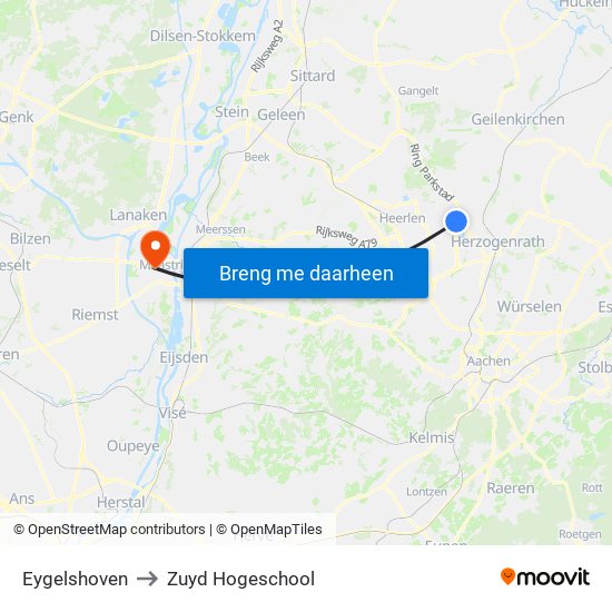 Eygelshoven to Zuyd Hogeschool map