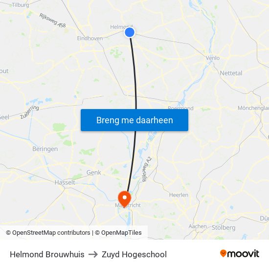 Helmond Brouwhuis to Zuyd Hogeschool map