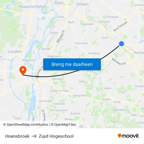 Hoensbroek to Zuyd Hogeschool map