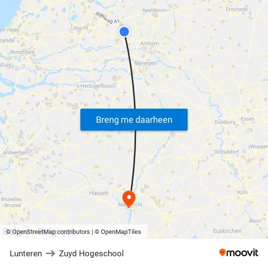 Lunteren to Zuyd Hogeschool map