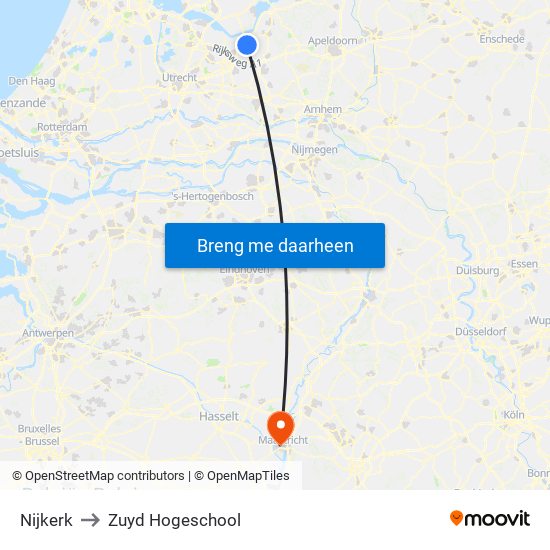 Nijkerk to Zuyd Hogeschool map