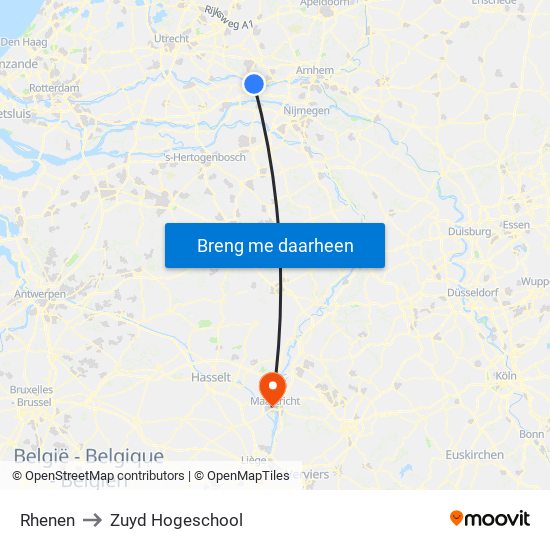 Rhenen to Zuyd Hogeschool map