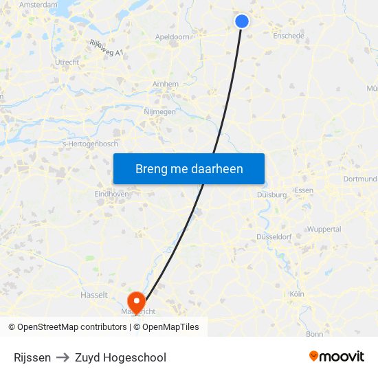 Rijssen to Zuyd Hogeschool map