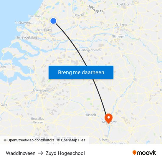 Waddinxveen to Zuyd Hogeschool map
