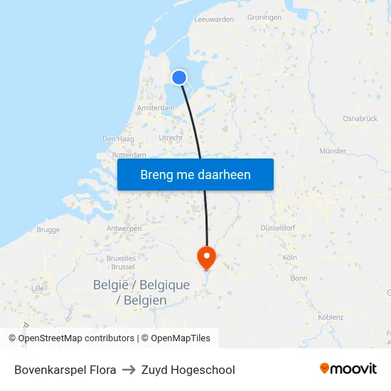 Bovenkarspel Flora to Zuyd Hogeschool map