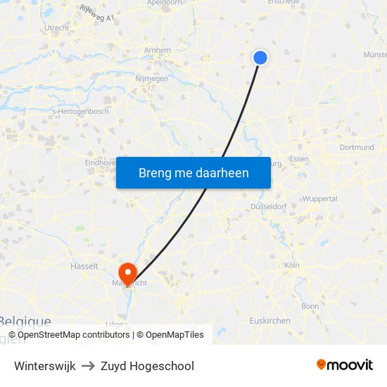 Winterswijk to Zuyd Hogeschool map