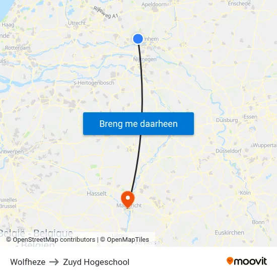 Wolfheze to Zuyd Hogeschool map