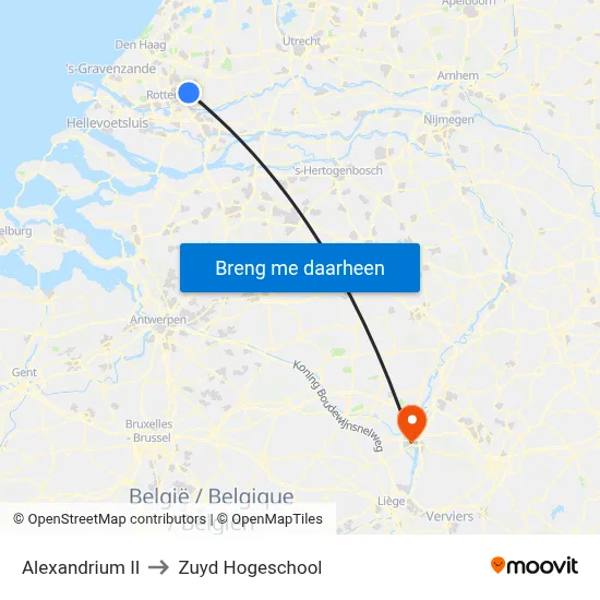 Alexandrium II to Zuyd Hogeschool map