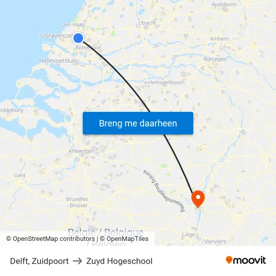 Delft, Zuidpoort to Zuyd Hogeschool map