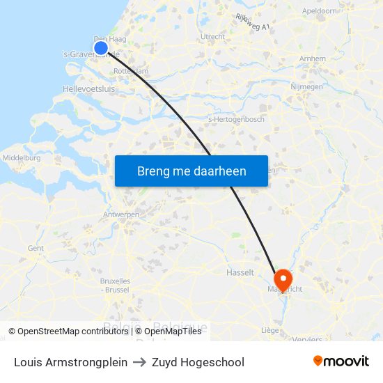 Louis Armstrongplein to Zuyd Hogeschool map