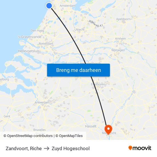 Zandvoort, Riche to Zuyd Hogeschool map