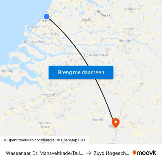 Wassenaar, Dr. Mansveltkade/Duinrell to Zuyd Hogeschool map
