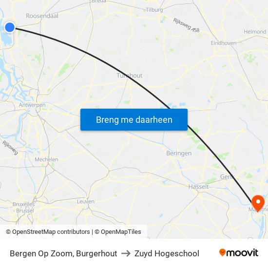 Bergen Op Zoom, Burgerhout to Zuyd Hogeschool map