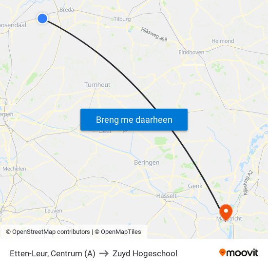 Etten-Leur, Centrum (A) to Zuyd Hogeschool map