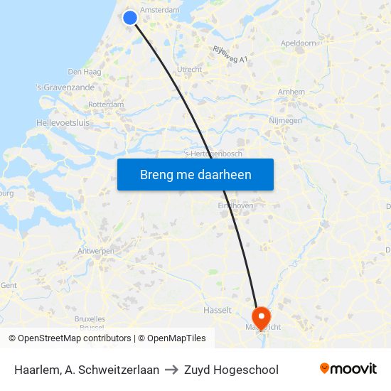 Haarlem, A. Schweitzerlaan to Zuyd Hogeschool map