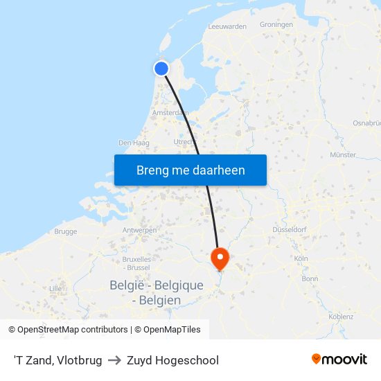'T Zand, Vlotbrug to Zuyd Hogeschool map