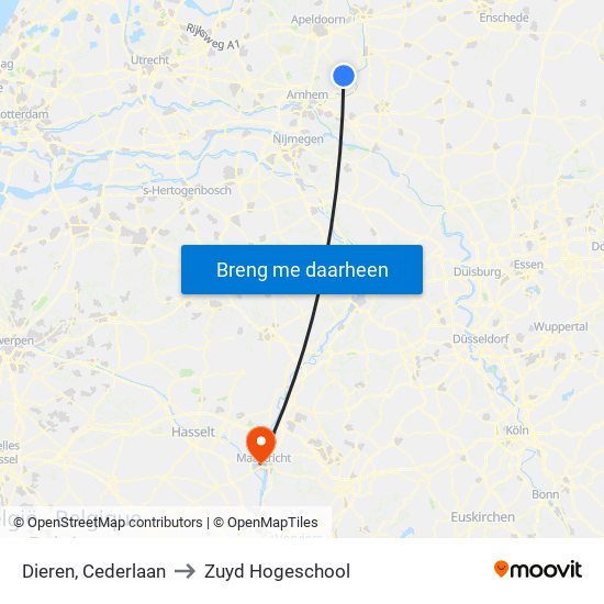 Dieren, Cederlaan to Zuyd Hogeschool map