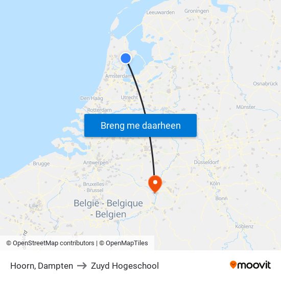 Hoorn, Dampten to Zuyd Hogeschool map