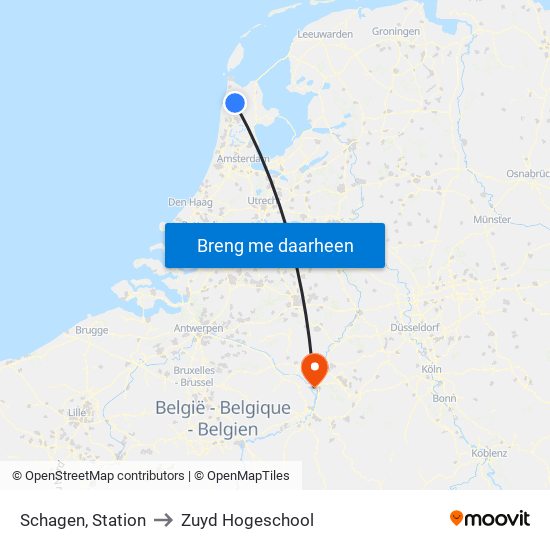 Schagen, Station to Zuyd Hogeschool map