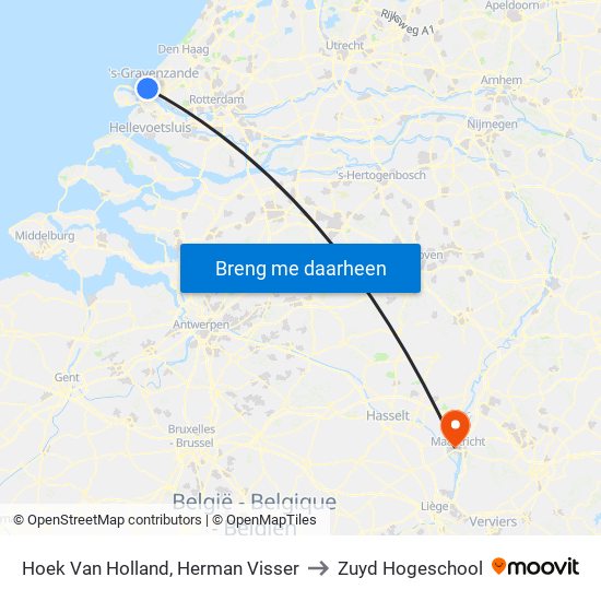 Hoek Van Holland, Herman Visser to Zuyd Hogeschool map