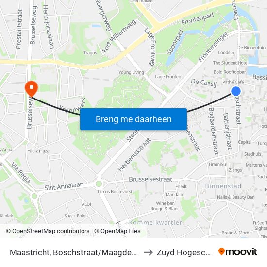Maastricht, Boschstraat/Maagdendries to Zuyd Hogeschool map