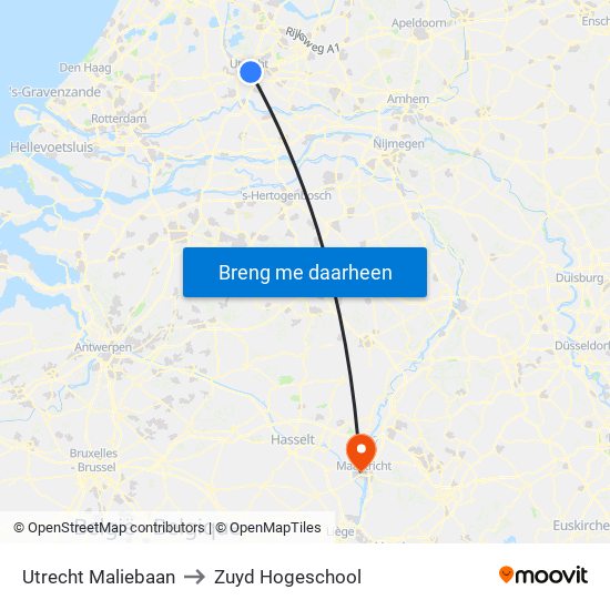 Utrecht Maliebaan to Zuyd Hogeschool map