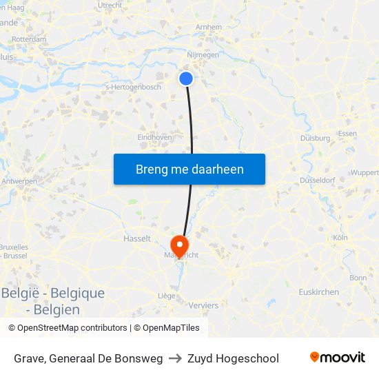 Grave, Generaal De Bonsweg to Zuyd Hogeschool map