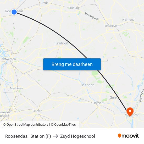 Roosendaal, Station (F) to Zuyd Hogeschool map