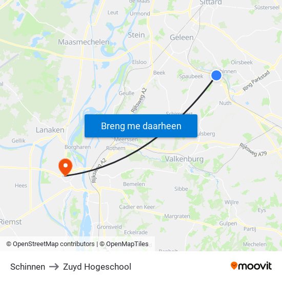 Schinnen to Zuyd Hogeschool map