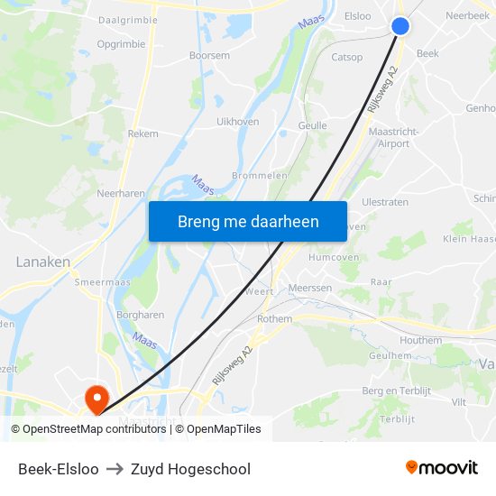 Beek-Elsloo to Zuyd Hogeschool map