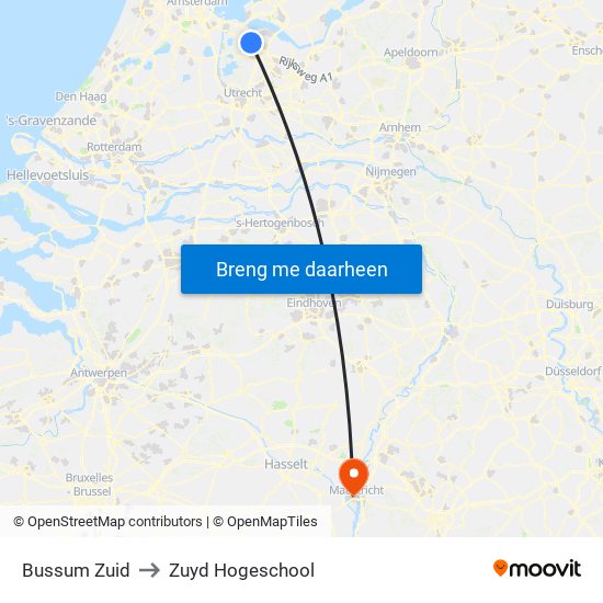 Bussum Zuid to Zuyd Hogeschool map