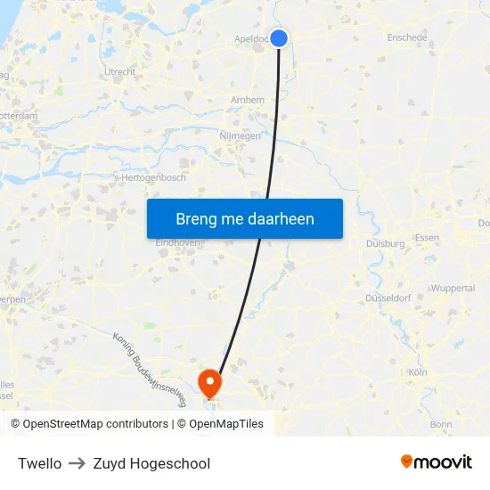 Twello to Zuyd Hogeschool map