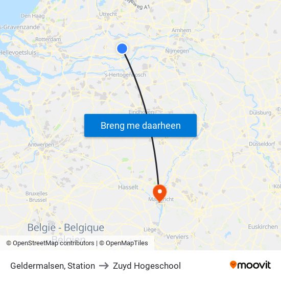 Geldermalsen, Station to Zuyd Hogeschool map