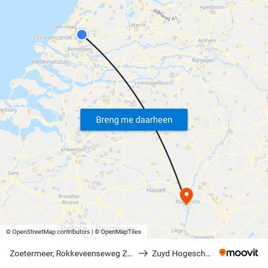 Zoetermeer, Rokkeveenseweg Zuid to Zuyd Hogeschool map
