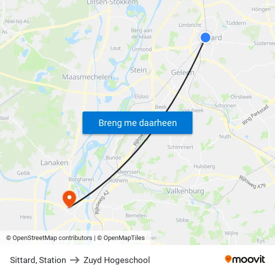Sittard, Station to Zuyd Hogeschool map