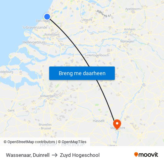 Wassenaar, Duinrell to Zuyd Hogeschool map