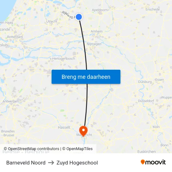 Barneveld Noord to Zuyd Hogeschool map