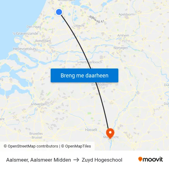 Aalsmeer, Aalsmeer Midden to Zuyd Hogeschool map