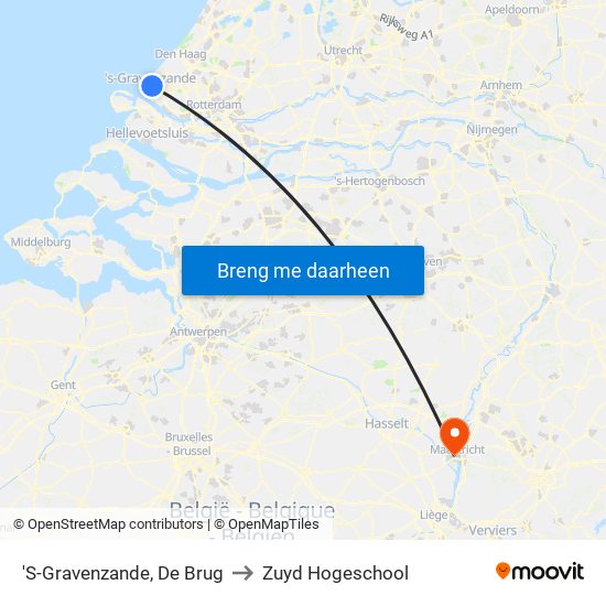 'S-Gravenzande, De Brug to Zuyd Hogeschool map