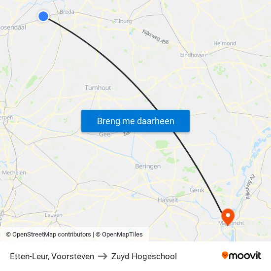 Etten-Leur, Voorsteven to Zuyd Hogeschool map