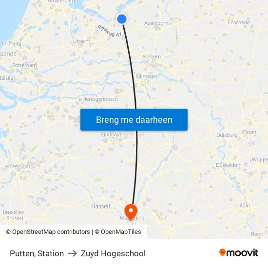 Putten, Station to Zuyd Hogeschool map