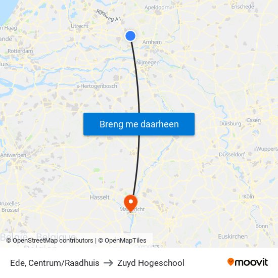 Ede, Centrum/Raadhuis to Zuyd Hogeschool map