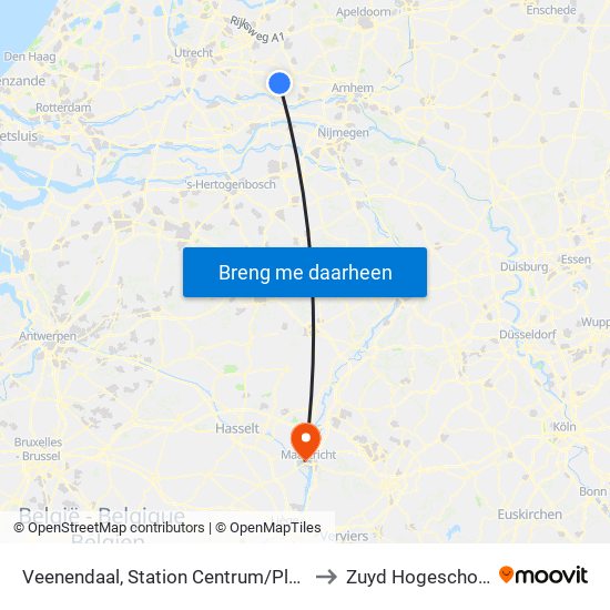 Veenendaal, Station Centrum/Plein to Zuyd Hogeschool map