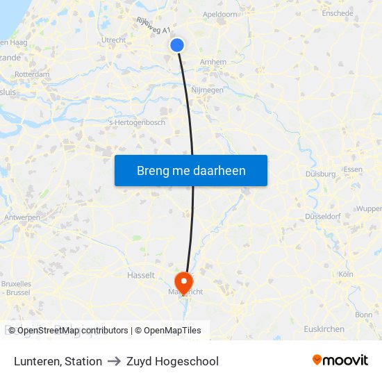 Lunteren, Station to Zuyd Hogeschool map