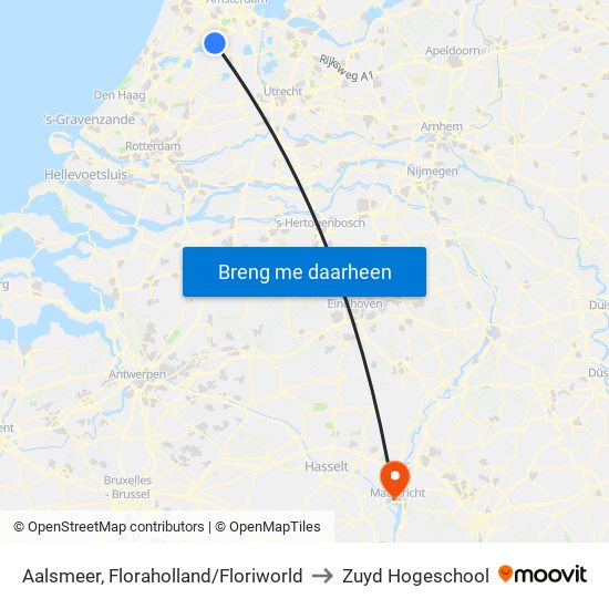 Aalsmeer, Floraholland/Floriworld to Zuyd Hogeschool map