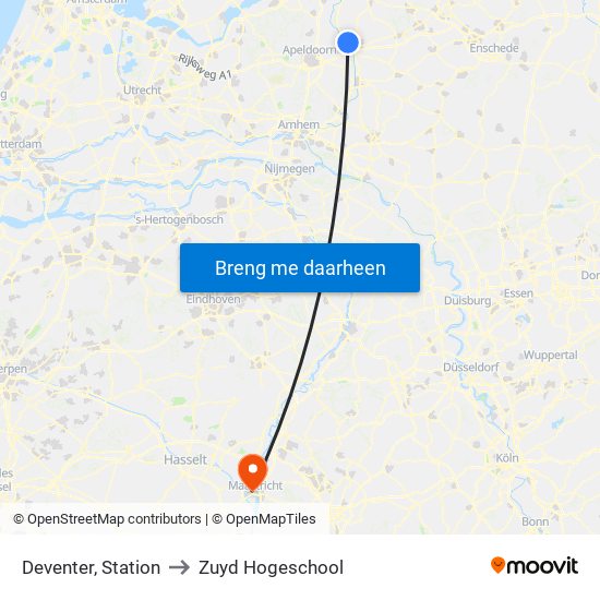 Deventer, Station to Zuyd Hogeschool map