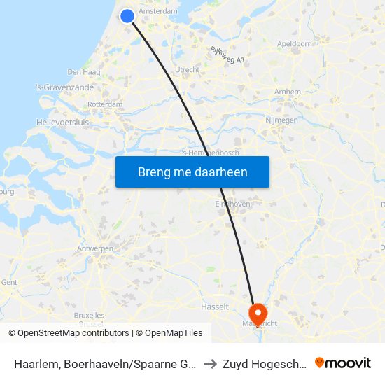 Haarlem, Boerhaaveln/Spaarne Gasth to Zuyd Hogeschool map