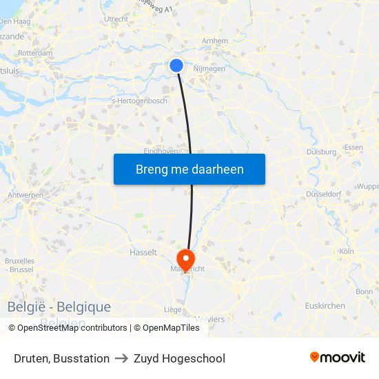 Druten, Busstation to Zuyd Hogeschool map