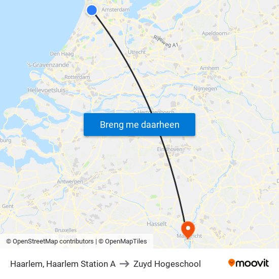 Haarlem, Haarlem Station A to Zuyd Hogeschool map