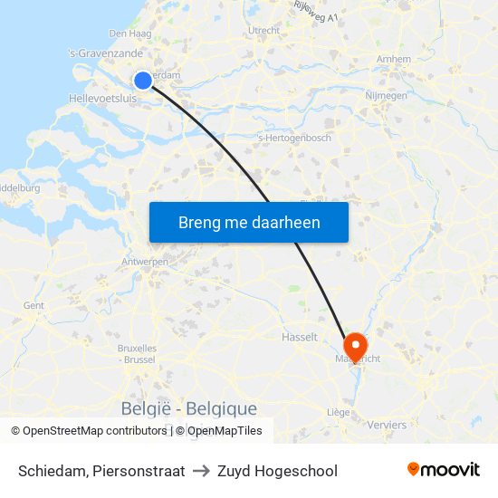 Schiedam, Piersonstraat to Zuyd Hogeschool map